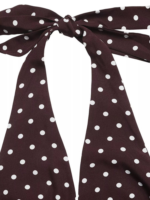 Halter Neck Polka Dot Maxi Dress