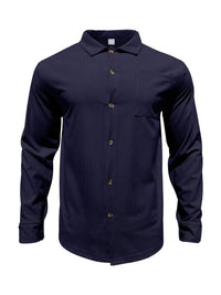 Men's long-sleeve button-up shirt and matching pants set