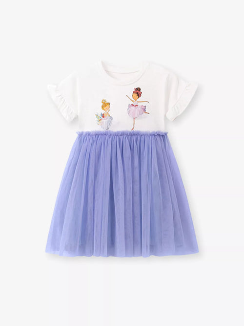 Children's Ballerina Round Neck Tulle Dress