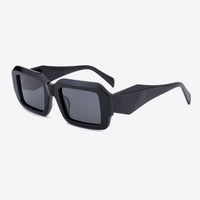 Rectangle TAC Polarization Lens Full Rim Sunglasses in black with UV400 protection and acetate frame.