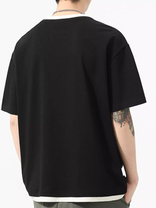 Men's Plus Size Contrast Trim Short Sleeve Tee