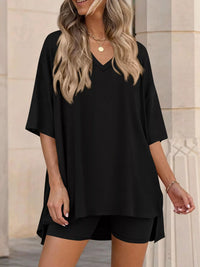 The Willa V-Neck Short Set – relaxed fit through the body