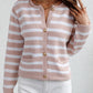 Striped Button Down Long Sleeve Cardigan