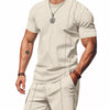 Men's Full Size Casual Striped Short Sleeve T-Shirt and Shorts Set Plus Size