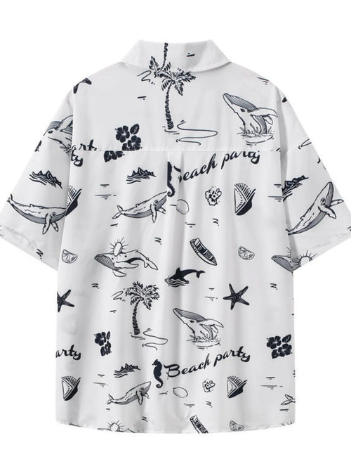 Men's Plus Size Tropical Print Short Sleeve Shirt