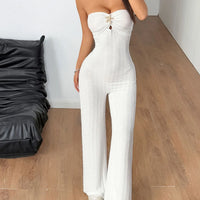 Sweetheart Neck Wide Leg Tube Jumpsuit