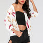 Perfee Printed Zip-Up Three-Quarter Sleeve Bomber Jacket