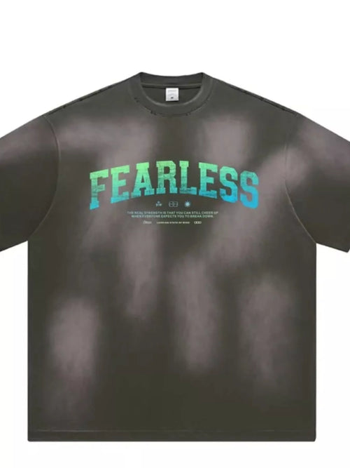 Men' s Fearless Round Neck Wash T-Shirt