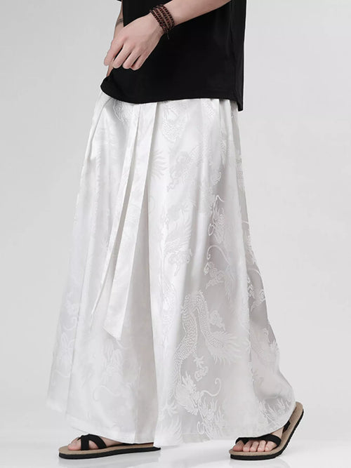 Men's Plus Size Dragon Pattern Wide Leg Pants