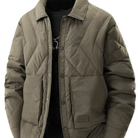 Men's Plus Size Quilted Padded Snap Down Jacket