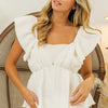 BiBi Crinkle Bubble Textured Ruffled Top