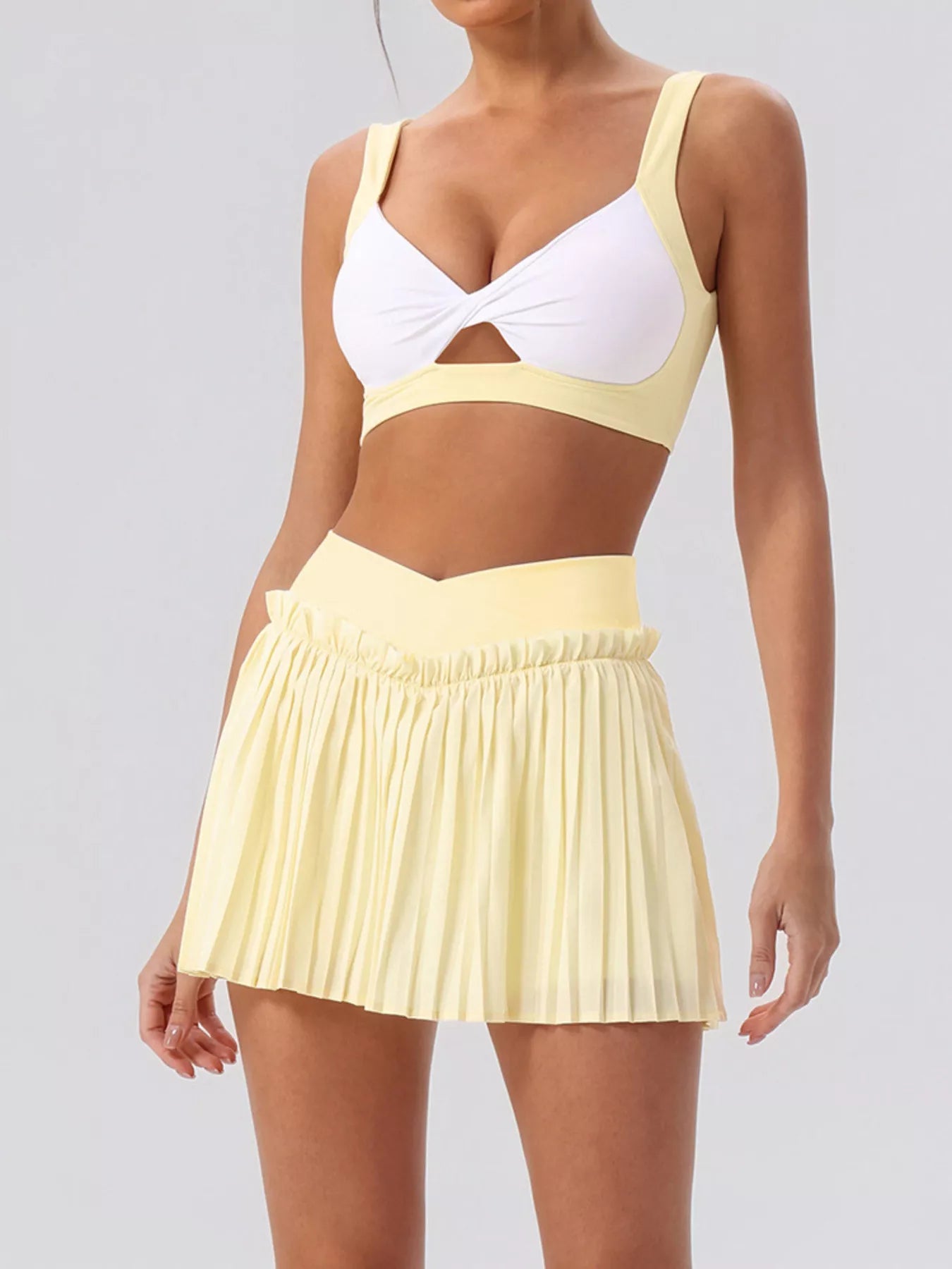 The Cleo Twist Top & Pleated Skirt Set