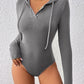 Perfee Drawstring Hooded Long Sleeve Bodysuit