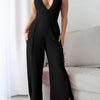 Crisscross Back V-Neck Wide Leg Jumpsuit