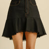 Umgee Linen Blend 5 Pockets High Low Skirt with Frayed Hem