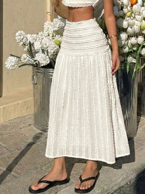 Textured A-Line Midi Skirt