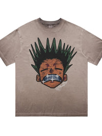 Men's Graphic Round Neck Oversized T-Shirt featuring a cartoon character design with vibrant colors.