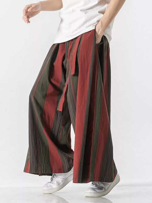 Men's Plus Size Striped Wide Leg Casual Pants
