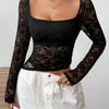 Square Neck Long Sleeve Lace Top