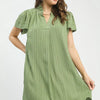 Umgee Flutter Sleeve V-Neck Shift Dress