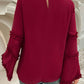 Devine Frill Round Neck Long Sleeve Top