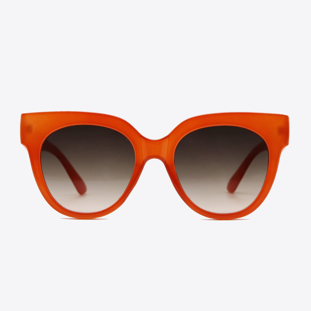 UV400 Polycarbonate Round Sunglasses in bold orange color with gradient lenses.