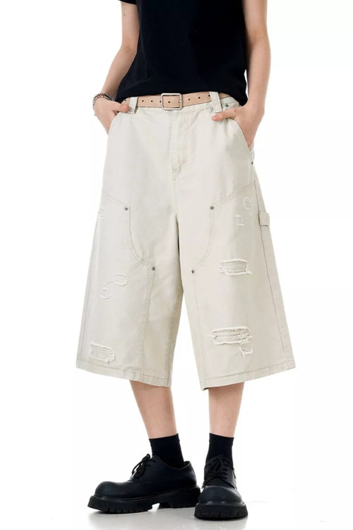 Men's Distressed Wide Leg Shorts