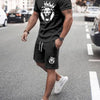 Men's Full Size Gradient Color Casual Tee and Shorts Plus Size Set