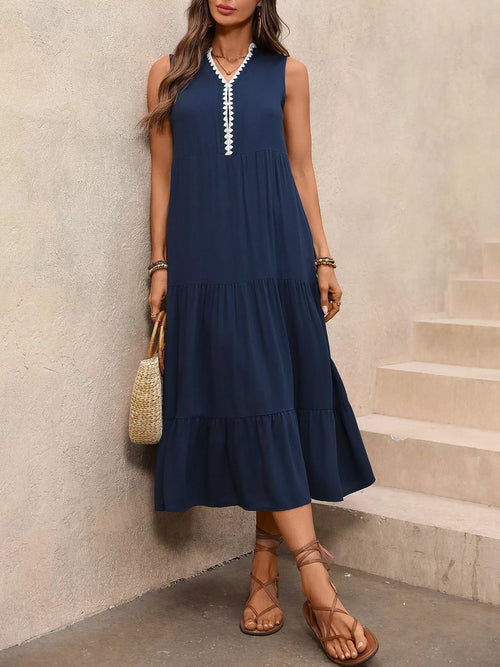 Sleeveless Tiered Ruffle Hem Casual Dress