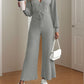 V-Neck Long Sleeve Wide Leg Jumpsuit