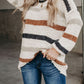 Multicolor Stripes Print Popcorn Drop Shoulder Pullover Sweater