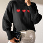 Heart Turtleneck Long Sleeve Sweater