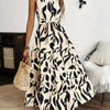 Printed Tie Waist Sleeveless Maxi Dress