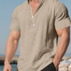Men's Full Size Casual Linen Blend Short Sleeve Shirt Plus Size
