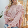 Draped Ruffle Longsleeve Top