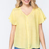 Short Ruffle Slv V-neck Woven Top