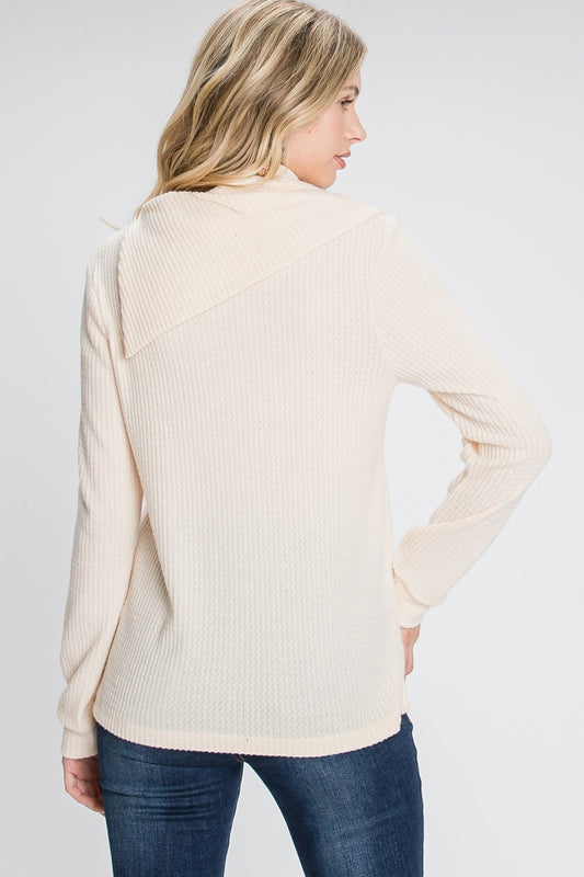 Buttoned Flap Mock Sweater