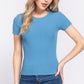 Short Slv Crew Neck Variegated Rib Knit Top