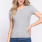 Short Slv Crew Neck Variegated Rib Knit Top