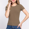 Short Slv Crew Neck Variegated Rib Knit Top