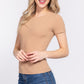 Short Slv Crew Neck Variegated Rib Knit Top