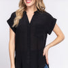 Dolman Slv Button Down Woven Top