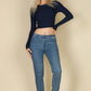 Long Sleeve Round Neck Basic Crop Top