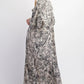 Elegant Print Satin Maxi Dress With Tie Neck