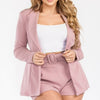 Plus Solid Blazer 2 Piece Belted Short Set