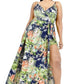 Plus Tropical Leaf Print Surplice Maxi Dress