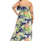 Plus Tropical Leaf Print Surplice Maxi Dress