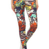 Yoga Style Banded Lined Multicolored Mixed Paisley Print, Full Length Leggings