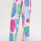 Printed Wide Leg Pant With Elastic Back