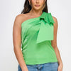 One Shoulder Bow Tie Detail Fitted Top